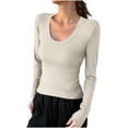 thumbnail image 1 of hotojiny Long Sleeve Shirts for Women Solid Color Classic Going out Tops Crewneck Sleep Pajamas Tight Casual T-Shirts Base Layer, 1 of 5