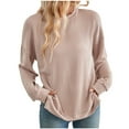 thumbnail image 1 of hotojiny Long Sleeve Sweatshirts for Women Fall Crew Neck Ribbed Knit Pullover Tops Side Slit Casual Loose Tunic Tops, 1 of 6