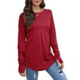 thumbnail image 1 of hotojiny Long Sleeve Tops for Women Fashion Spring Summer Clothes Lightweight Crewneck Comfy Casual T Shirts, 1 of 4