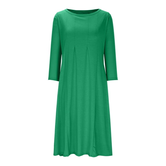 hotojiny Maxi Dress for Women Casual 3/4 Length Sleeve Flowy Dress Soft Lounge Comfy Crewneck Vacation Dress