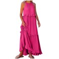 thumbnail image 1 of hotojiny Maxi Dresses for Women 2025 Summer Sleeveless Halter Neck Tiered Dress Flowy Tie up Ruffle Hem Beach Vaction Boho Dresses, 1 of 7