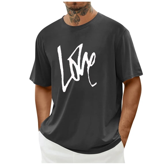 hotojiny Men Oversized T-Shirts Lightweight Crew Neck Valentine's Day Shirt Breathable Loose Short Sleeve Tee Valentine's Tops for Men