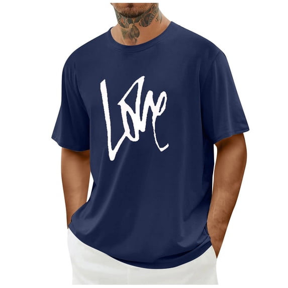 hotojiny Men Oversized T-Shirts Lightweight Crew Neck Valentine's Day Shirt Breathable Loose Short Sleeve Tee Valentine's Tops for Men