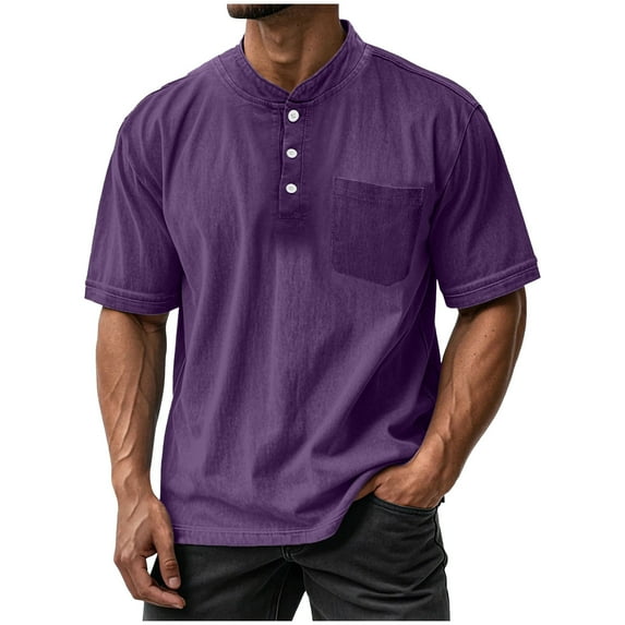 hotojiny Men Oversized T Shirts Vintage Tee Loose Fit Short Sleeve Casual Streetwear Baggy Washed Cotton Henley Shirt S-5XL