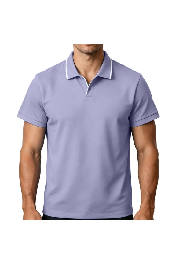 Men Shirts Side Striped Casual T-Shirt Workout Collared Golf Shirt Loose Fit Breathable Button Tops Spring Outfit