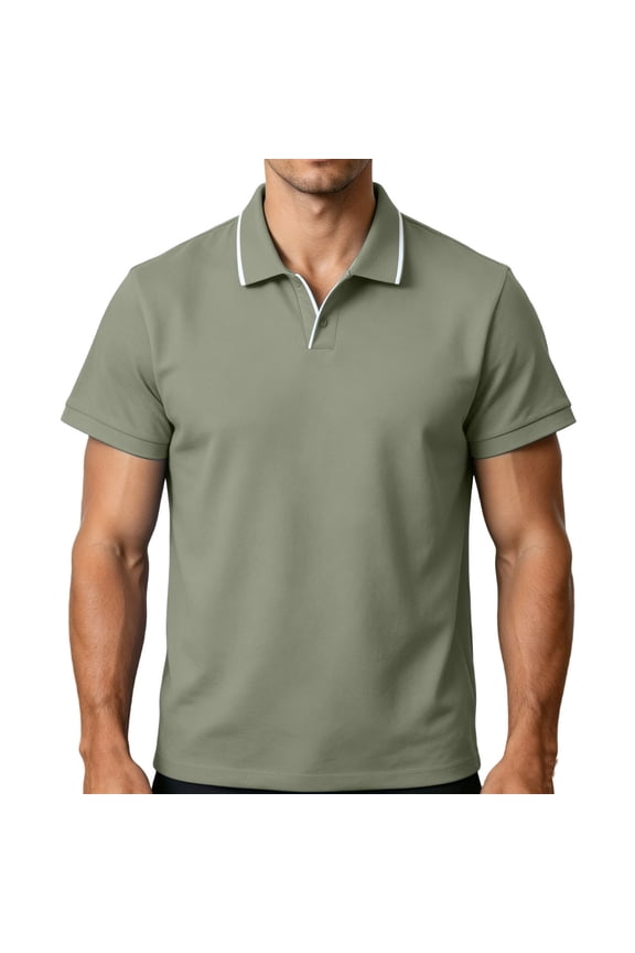 Men Shirts Side Striped Casual T-Shirt Workout Collared Golf Shirt Loose Fit Breathable Button Tops Spring Outfit