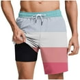 thumbnail image 1 of hotojiny Men's 2 in 1 Running Shorts Workout Athletic Training Gym Outdoor Sports Shorts Casual Color Block Performance Beach Shorts, 1 of 5