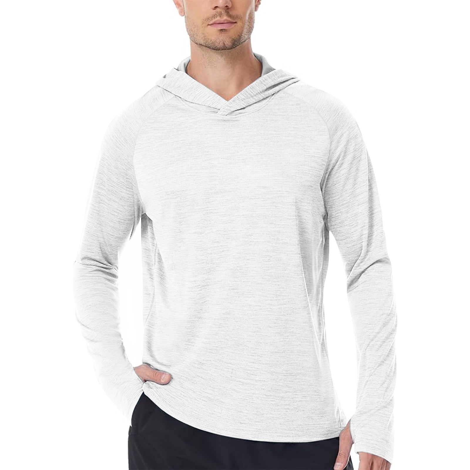 DDAPJ Pyju Performance Fishing Hoodie Shirt For Men UPF 50 UV Sun Protection Long Sleeve Hooded T Shirts With Face Mask Gray Xxl