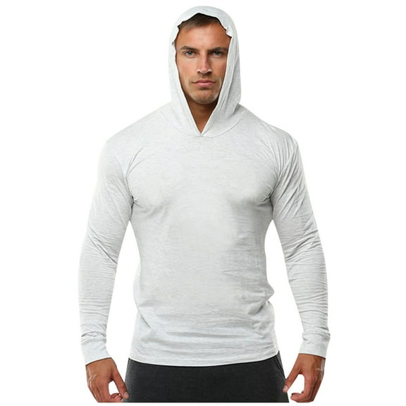 hotojiny Men's Athletic Hoodies Quick Dry Long Sleeve Fishing Shirts Upf 50+ UV Sun Protection Muscle Fit Sweatshirt