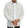 thumbnail image 1 of hotojiny Men's Button down Shirts Long Sleeve Casual Fall Shacket Jacket Lightweight Textured Windbreaker Work Tops with Flap Pockets, 1 of 7