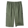 thumbnail image 1 of hotojiny Men's Capri Cargo Shorts Big and Tall Elastic Waist Below Knee 3/4 Shorts Casual Outdoor Hiking Capris Streetwear, 1 of 4