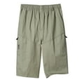 thumbnail image 1 of hotojiny Men's Capri Cargo Shorts Big and Tall Elastic Waist Below Knee 3/4 Shorts Casual Outdoor Hiking Capris Streetwear, 1 of 2