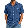 thumbnail image 1 of hotojiny Men's Cargo Shirt Short Sleeve Casual Lightweight Work Tops Button down Shirt Beach Vacation Summer Outfit with Pockets, 1 of 7