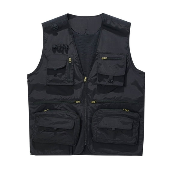 hotojiny Men's Cargo Vest Lightweight Sleeveless Quick Dry Golf Vest with Zipper Pockets for Travel Hiking Fishing Outwear
