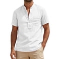thumbnail image 1 of hotojiny Men's Casual Henley Shirt Breathable Short Sleeve Shirt for Mens Summer Beach T-Shirts Vacation Outfit, 1 of 7