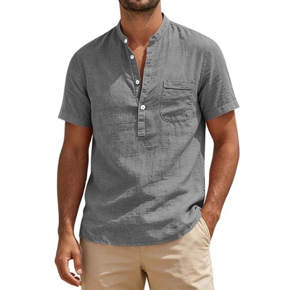 hotojiny Men's Casual Henley Shirt Breathable Short Sleeve Shirt for Mens Summer Beach T-Shirts Vacation Outfit