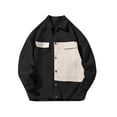 thumbnail image 1 of hotojiny Men's Colorblock Coat Casual Button down Shirts Jackets Long Sleeve Loose Fit Shacket Jacket with Flap Pocket, 1 of 7
