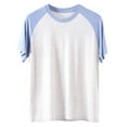 thumbnail image 1 of hotojiny Men's Comfortsoft T-Shirt Big and Tall Mens Pajama Sleep Shirt Fashion Color Block Crew Neck Short Sleeve Top, 1 of 3