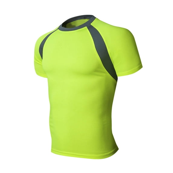 hotojiny Men's Shirt Stylish Color Block Short Sleeve Athletic T-Shirts Plus Size Breathable Sports Running Workout Tee