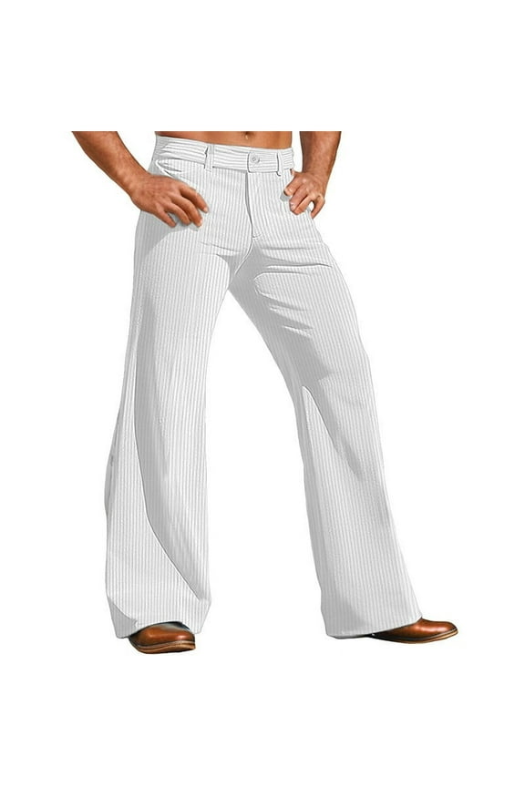 Men's Corduroy Bell Bottom Pants Vintage 60s 70s Stretch Flare Trousers Classic Comfort Bootcut Disco Pants