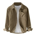 thumbnail image 1 of hotojiny Men's Corduroy Jacket Lightweight Casual Button down Shacket Fall Long Sleeve Shirts Coat with Pocket, 1 of 4