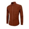 thumbnail image 1 of hotojiny Men's Corduroy Shirt Long Sleeve Button down Workwear Classic Regular Fit Casual Fall Tops Wedding Clothing with Pocket, 1 of 4