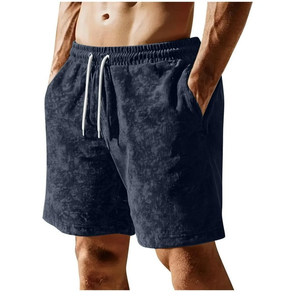 hotojiny Men's Corduroy Shorts Casual Elastic Waist Drawstring Lightweight Summer Beach Shorts Fashion Wide Leg Vaction Shorts