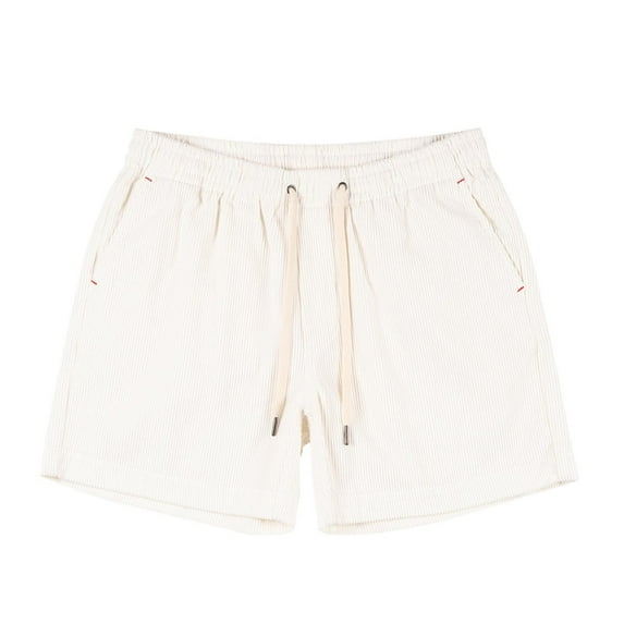 hotojiny Men's Corduroy Shorts Casual Elastic Waist Drawstring Short Pants with Pockets Lightweight Summer Beach Shorts