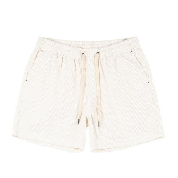 hotojiny Men's Corduroy Shorts Casual Elastic Waist Drawstring Short Pants with Pockets Lightweight Summer Beach Shorts