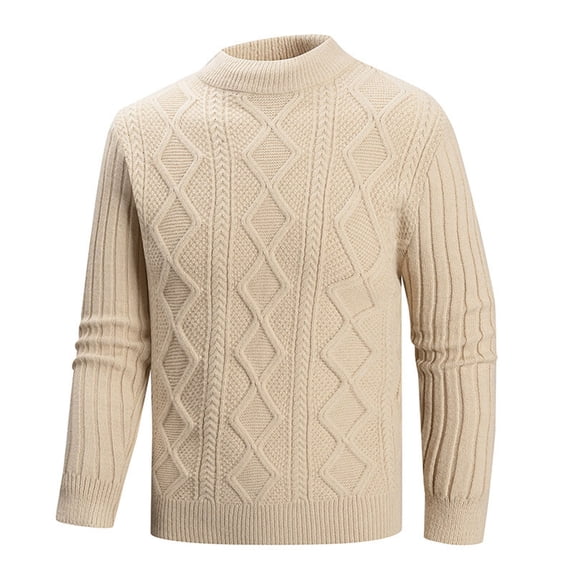 hotojiny Men's Crewneck Sweater Regular Fit Casual Warm Knitted Pullover Lightweight Solid Color Work Business Sweaters