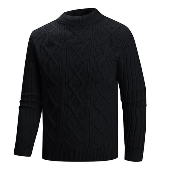 hotojiny Men's Crewneck Sweater Regular Fit Casual Warm Knitted Pullover Lightweight Solid Color Work Business Sweaters