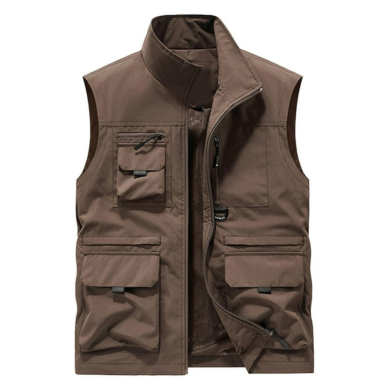 hotojiny Men's Fishing Vest Casual Full Zip Travel Cargo Vest