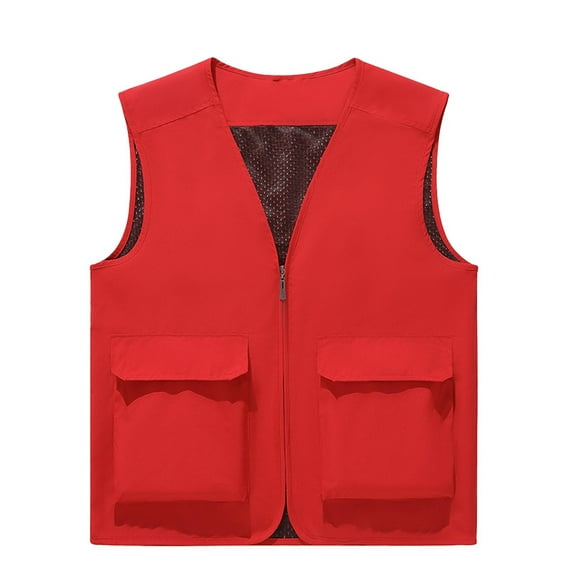 hotojiny Men’s Fishing Vest Outdoor Work Quick-Dry Full Zip Cargo Vest Jacket Breathable Performance Sleeveless Jacket with Pockets
