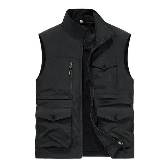 hotojiny Men's Fishing Vest Summer Travel Vests with Pockets Outdoor Work Cargo Sleeveless Jacket with Multi Pockets