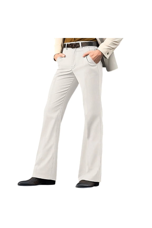 Men's Flare Dress Pants Comfort Vintage Formal Trousers Bell Bottom Business Casual Slacks for Parties Weddings Evening