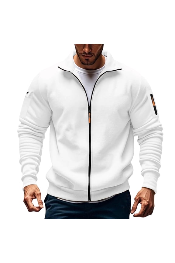 Men's Fleece Jacket Casual Golf Windbreakers Athletic Lightweight Coat Stylish Full Zip Hiking Running Sweatshirt Outwear