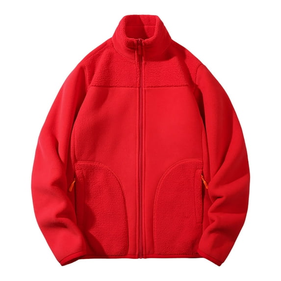 hotojiny Men's Fleece Jackets Winter Thermal Full Zip Outwear Casual Solid Color Soft Warm Coats with Pockets for Cold Weather