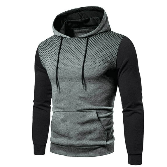 hotojiny Men's Gym Sweatshirts Fashion Workout Active Long Sleeve Pullover Lightweight Slim Fit Colorblock Hoodie for Big and Tall