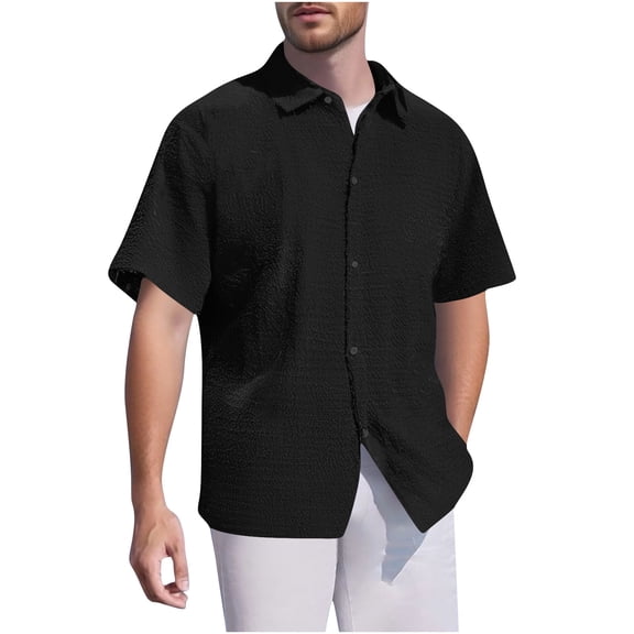 hotojiny Men's Hawaiian Shirt Short Sleeve Summer Beach Tops Casual Loose Fit Button Down Shirt Vacation Travel Outfit
