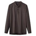 thumbnail image 1 of hotojiny Men's Henley Long Sleeve Shirts Casual Big and Tall Cotton Linen T-Shirts Loose Fit High Low Lounge Tee Shirts, 1 of 3