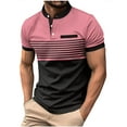 thumbnail image 1 of hotojiny Men's Henley Shirt Stripes Short Sleeve Work T-Shirts Fashion Colorblock Button Tops Casual Business Golf Tee, 1 of 5