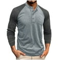 thumbnail image 1 of hotojiny Men's Henley Shirts Long Sleeve Lightweight Button Pullover Casual Fashion Colorblock Slim Fit Golf Tee Tops with Pocket, 1 of 5