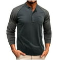 thumbnail image 1 of hotojiny Men's Henley Shirts Long Sleeve Lightweight Button Pullover Casual Fashion Colorblock Slim Fit Golf Tee Tops with Pocket, 1 of 5