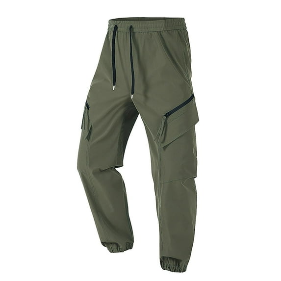 hotojiny Men's Hiking Travel Pants Lightweight Workout Joggers Drawstring Stretch Fishing Outdoor Work Cargo Trousers with Pockets