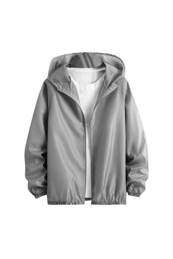 Men's Ice Silk Jacket Outdoor Hiking Fishing Summer Cooling Coat Lightweight Breathable Full Zip Windproof Outwear