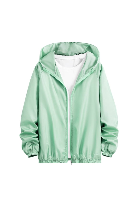Men's Ice Silk Jacket Outdoor Hiking Fishing Summer Cooling Coat Lightweight Breathable Full Zip Windproof Outwear