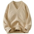 thumbnail image 1 of hotojiny Men's Knit Sweater Comfortable Soft V-Neck Fall Top Big and Tall Mens Solid Color Loose Fit Fashion Pullover, 1 of 6