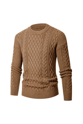 Men's Long Sleeve Shirts Lightweight Sim Fit Cable Knit Pullover Fall Thermal Tops Crew Neck Stretchy Undershirts Sweater