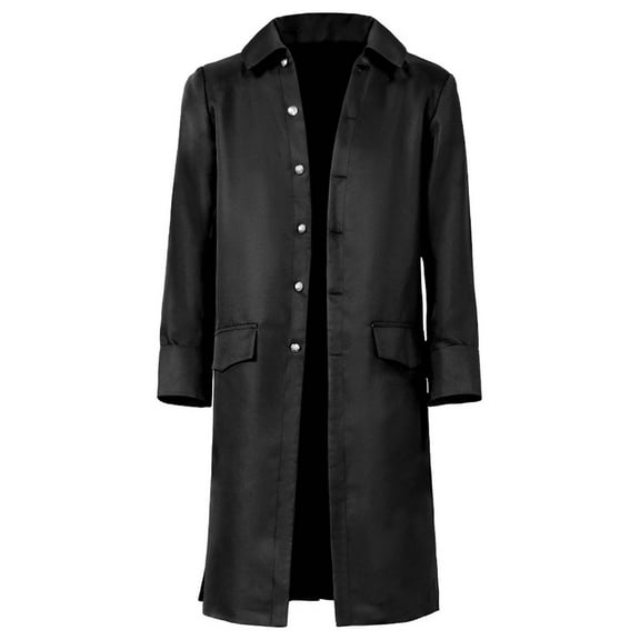 hotojiny Men's Medieval Long Jacket Renaissance Vintage Single Breasted Casual Trench Coat Fall Winter Clothes
