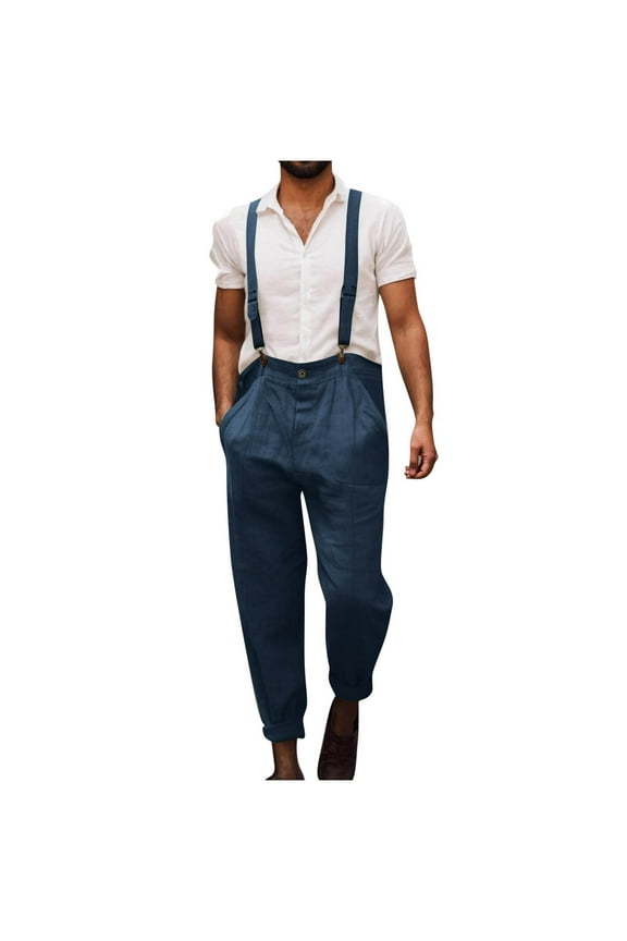 Men's Overalls Baggy Workwear Loose Fit Lightweight Adjustable Suspender Work Coveralls with Big Pockets